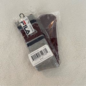 NWT FILA knee high socks grey maroon